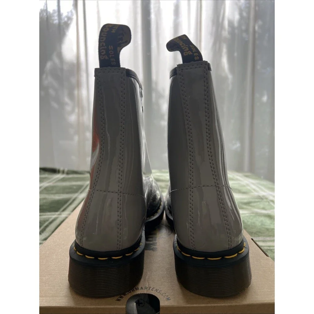 Dr Martens 1460 Patent Leather Boots 'Gray', Size: 10 (Women) NEW in BOX! - Picture 4 of 8